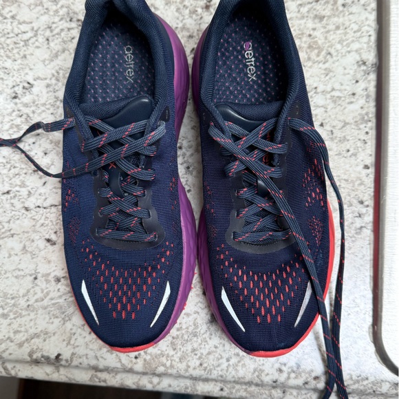 WOMEN'S AETREX DANIKA ARCH SUPPORT SNEAKER NAVY CORAL/PURPLE - Picture 7 of 9